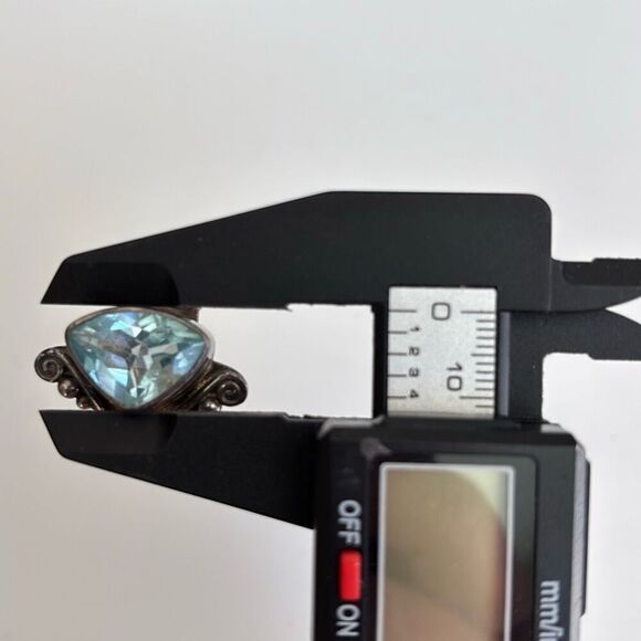 VIntage sajen silver wrap ring blue topaz semi precious stone Sz 8 - Picture 10 of 11
